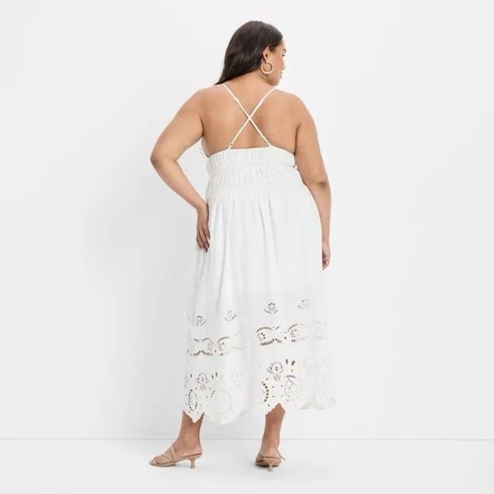 NWT Future Collective Women's Eyelet Maxi A-Line Dress XL Beach Vacation Resort - Picture 5 of 15